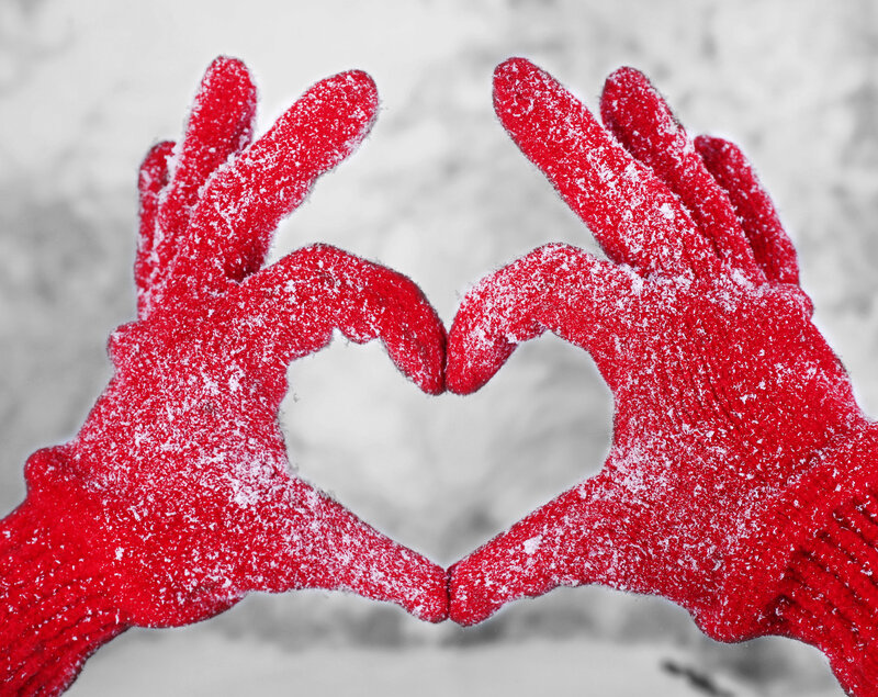 Hands Forming Heart Shape — Red, Peaceful