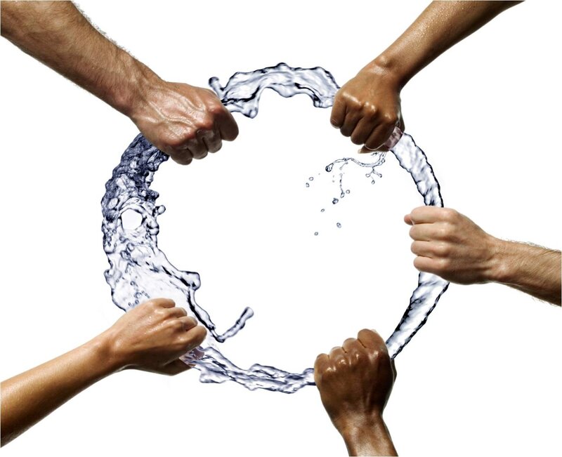 Hands forming water circle