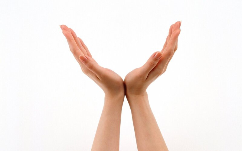 hands held up in offering