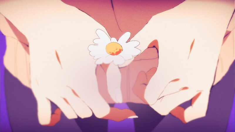 Hands Holding a Daisy — Purple