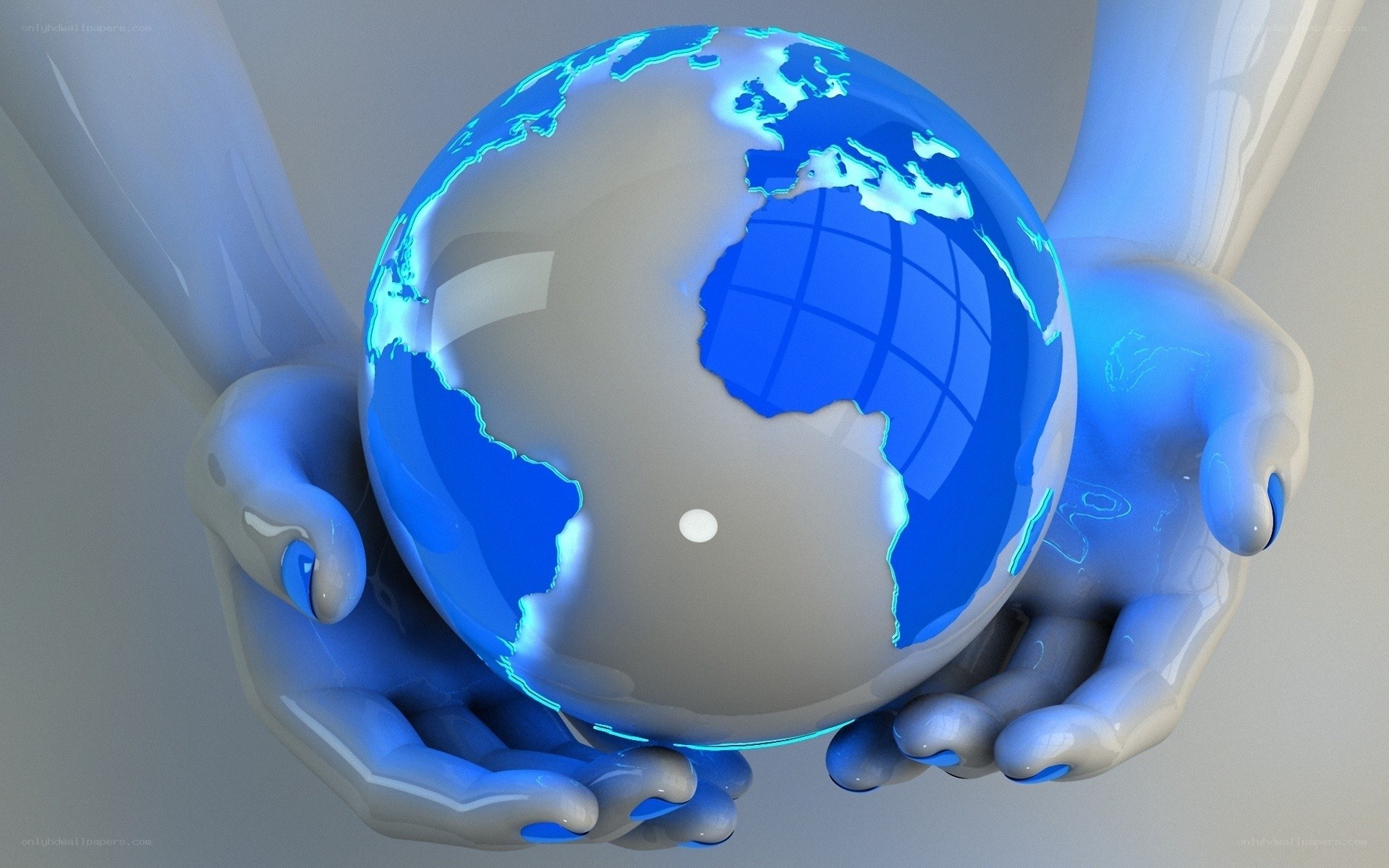 hands holding a glowing globe