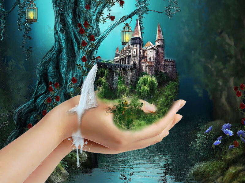Hands Holding a Miniature Castle