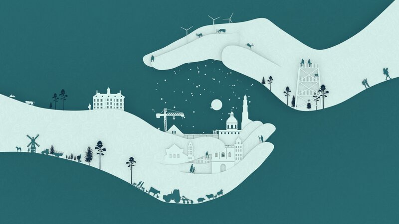Hands Holding a Village