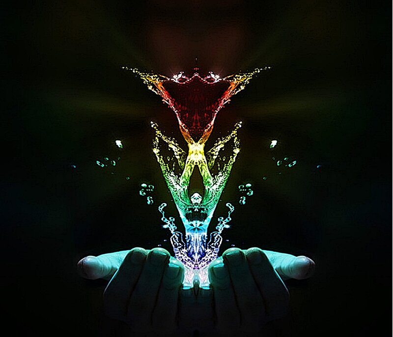 hands holding a water vortex