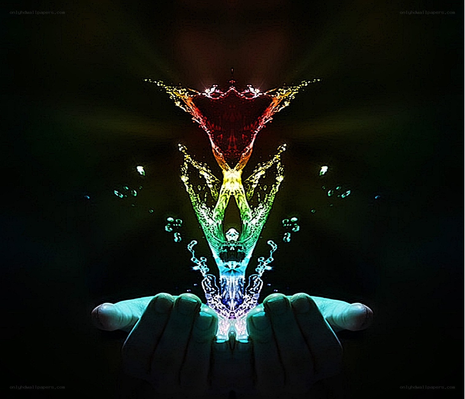 hands holding a water vortex