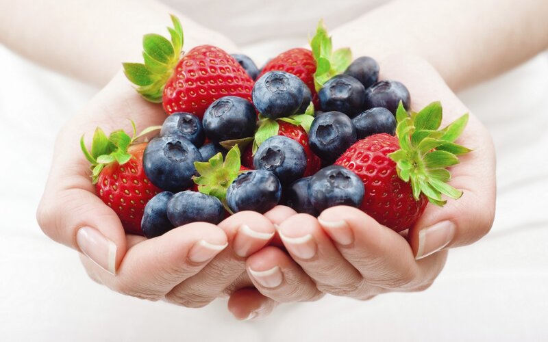 Hands Holding Berries — Red, Calm