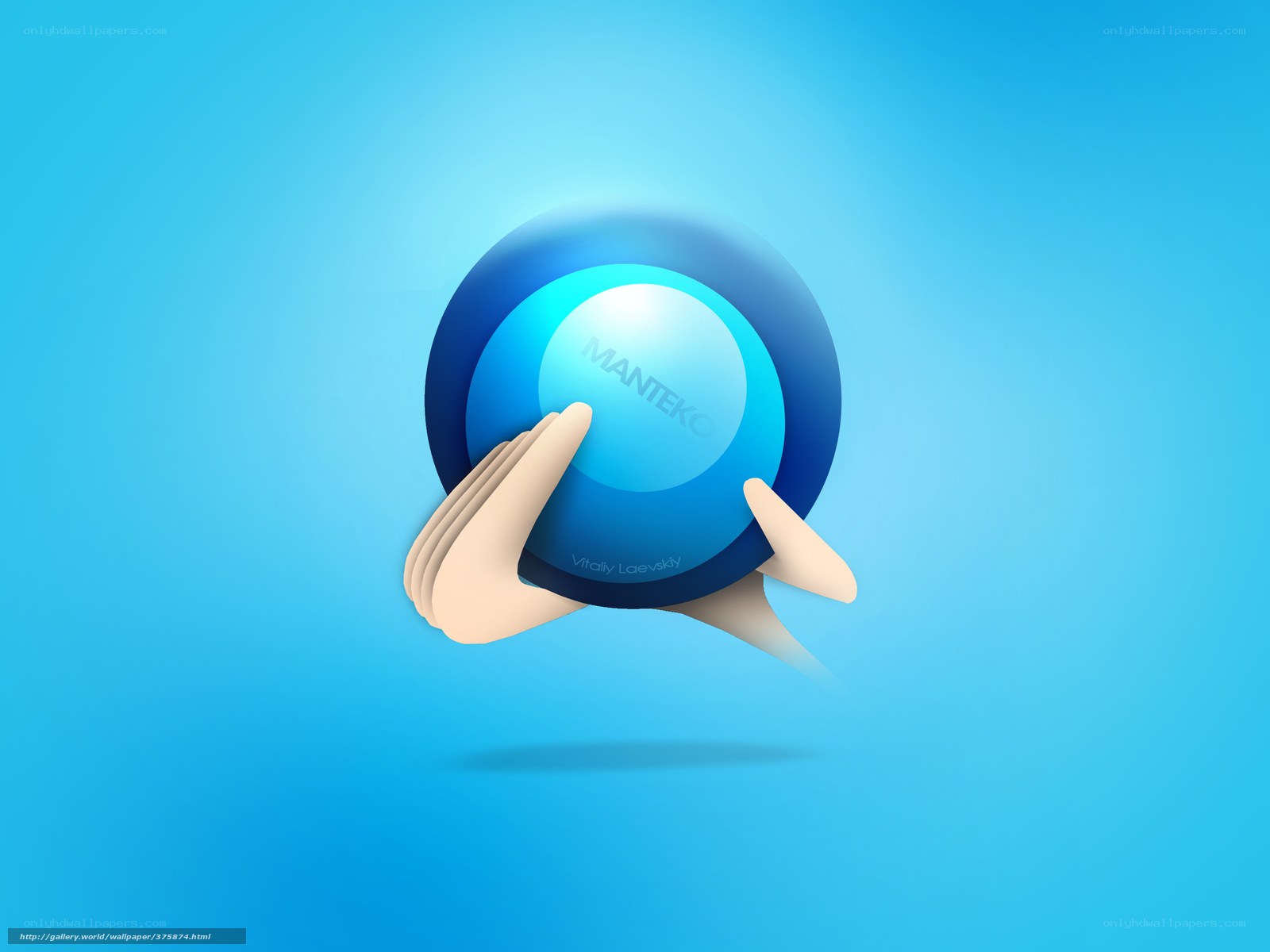hands holding blue sphere