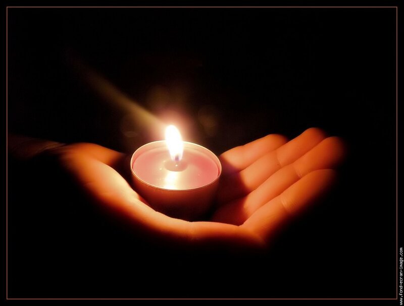 Hands Holding Candle — Black, Dramatic