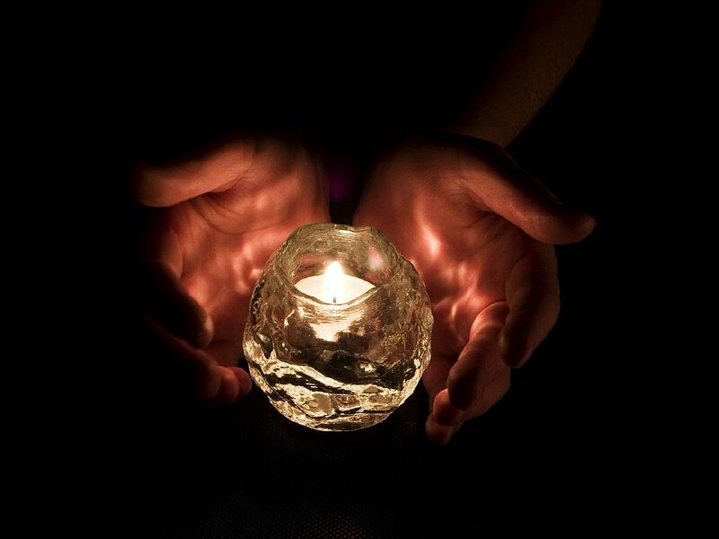 Hands Holding Candle — Black
