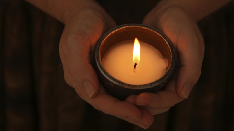 Hands Holding Candle — Brown, Calm