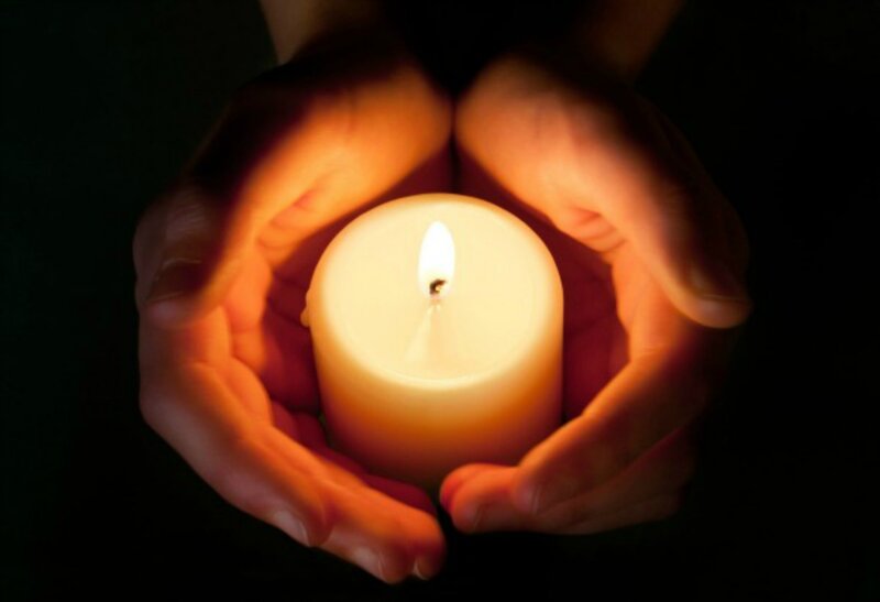 Hands Holding Candle — White, Calm
