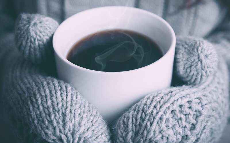 Hands Holding Coffee Cup — Gray