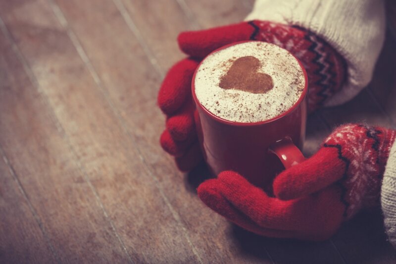Hands Holding Coffee Mug — Red