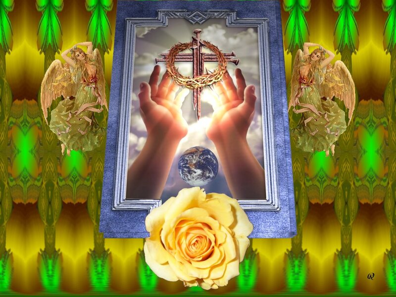 Hands Holding Crown of Thorns — Yellow