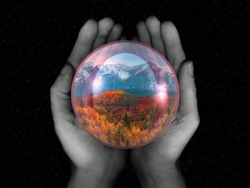 Hands Holding Crystal Ball — Black