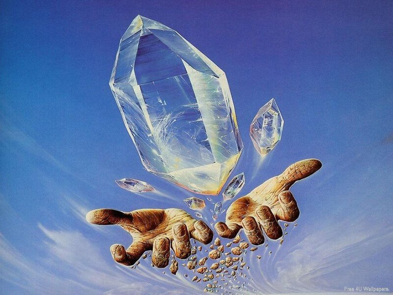 Hands Holding Crystals