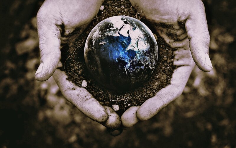 hands holding earth