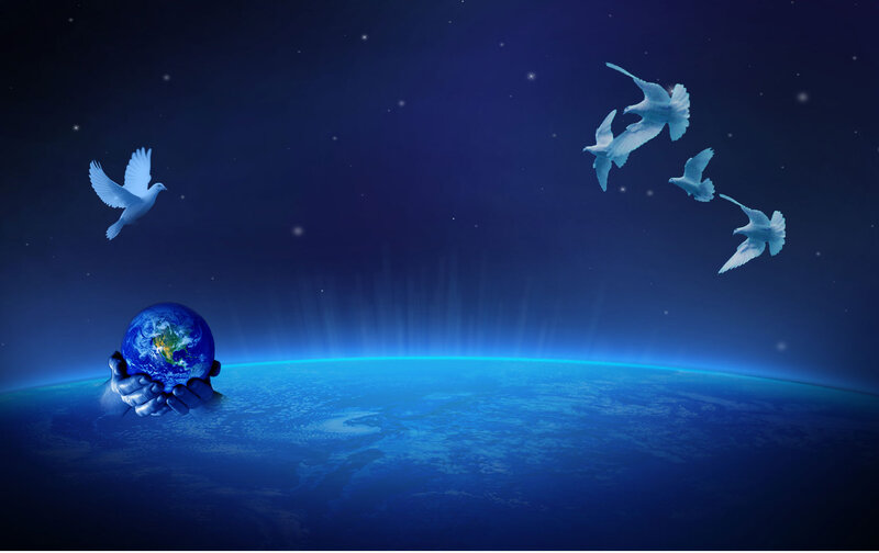 Hands Holding Earth — Blue