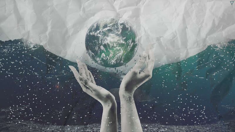 Hands Holding Earth — Green, Dramatic