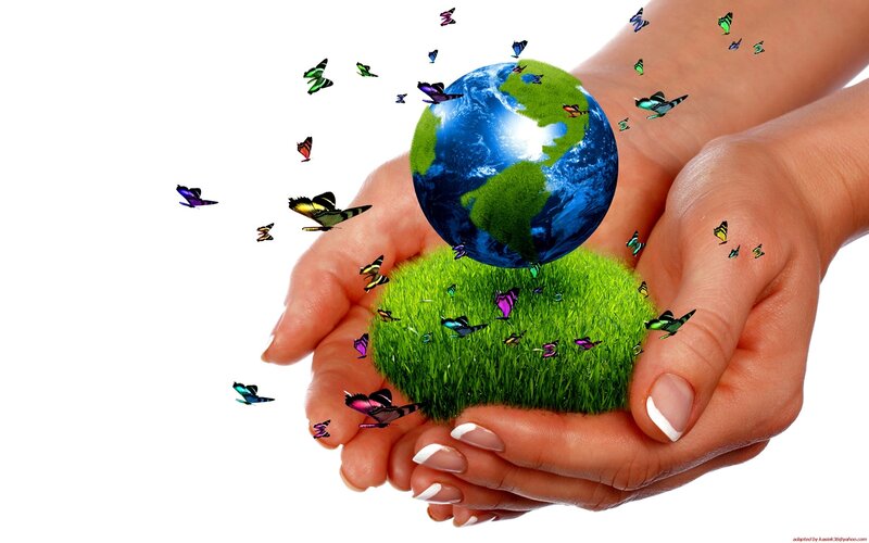 Hands Holding Earth — Green, Peaceful