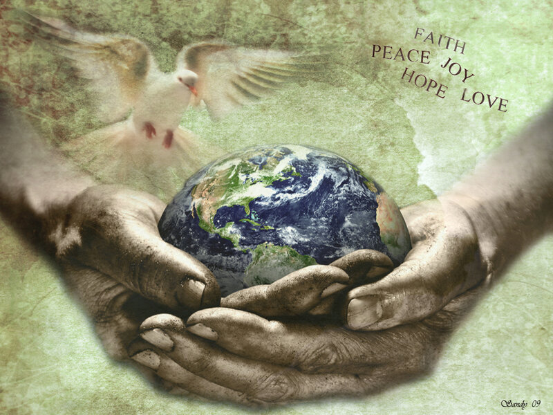 Hands Holding Earth — Green
