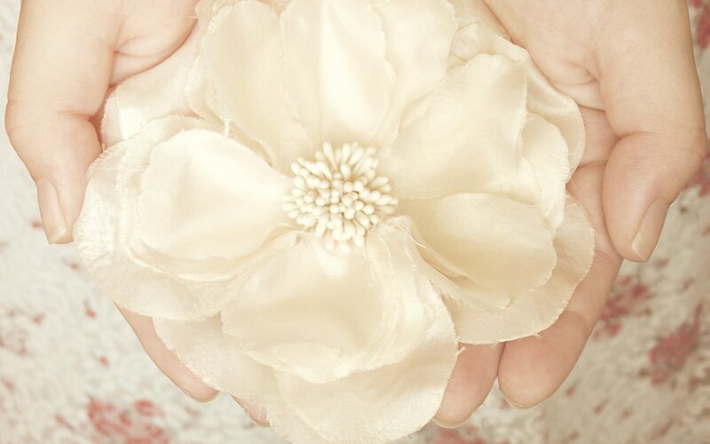 Hands Holding Fabric Flower