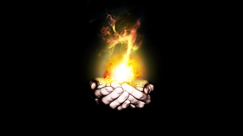 Hands Holding Fire — Black