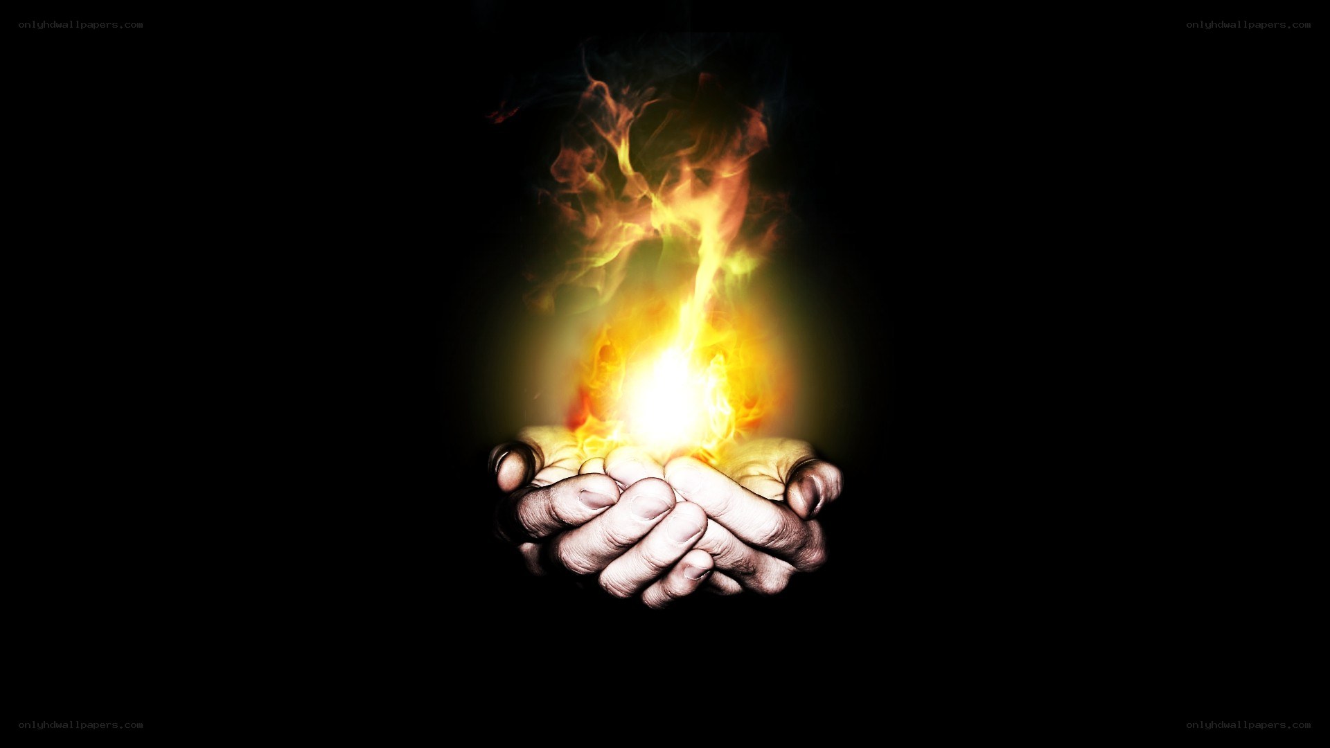 hands holding fire