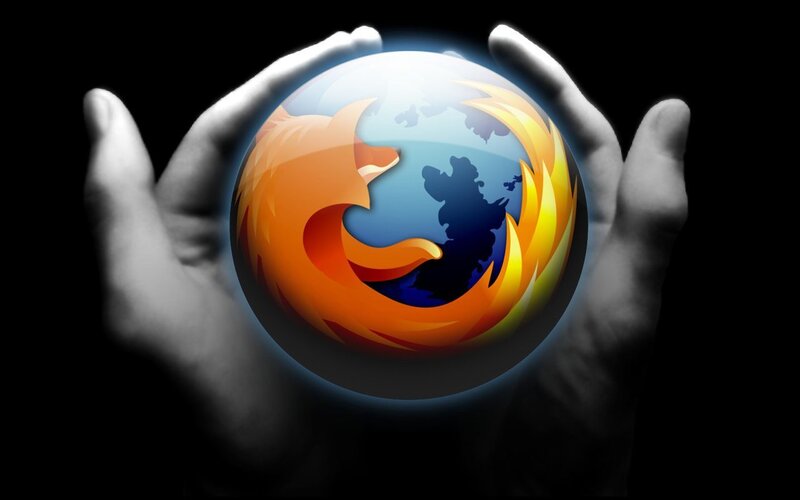 Hands Holding Firefox Logo — Black