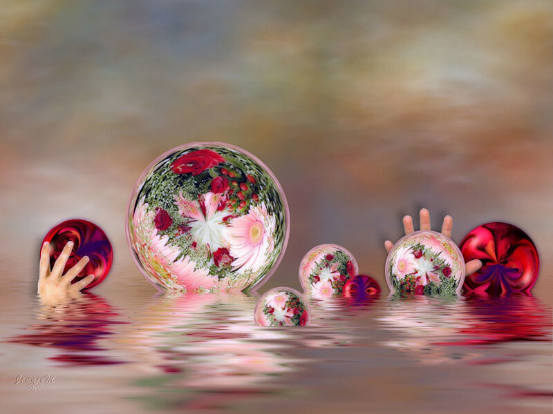 Hands Holding Floral Spheres