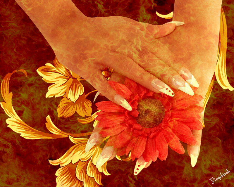 Hands Holding Flower — Red