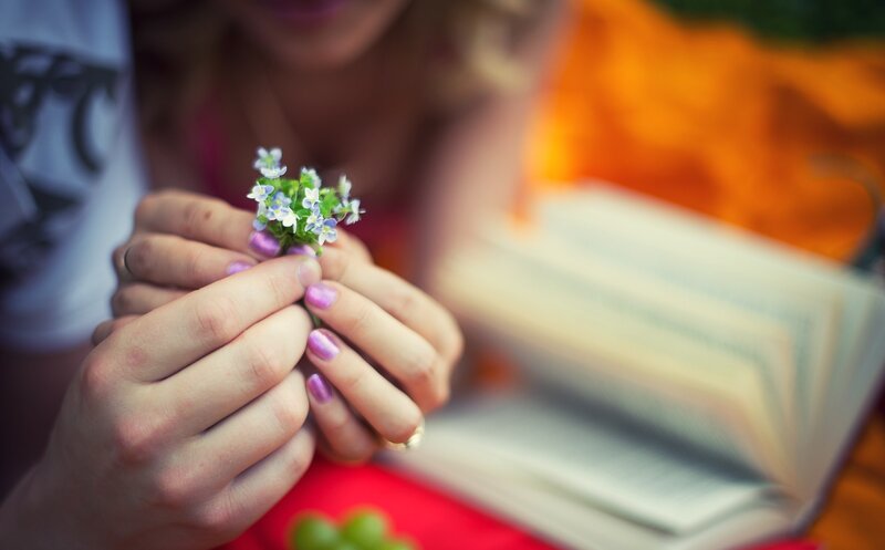 Hands Holding Flowers — White, Calm