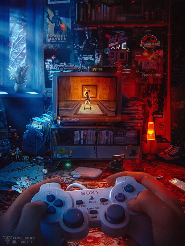 Hands Holding Game Controller — Red