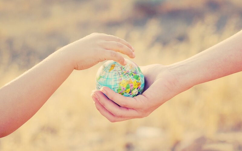 Hands Holding Globe — Beige, Calm