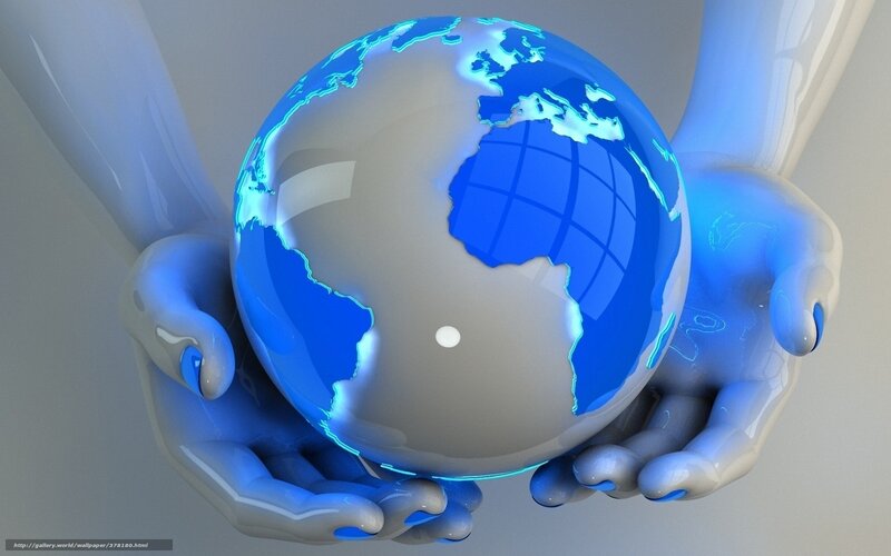 Hands Holding Globe — Blue, Calm, 3d Render, Blue Light