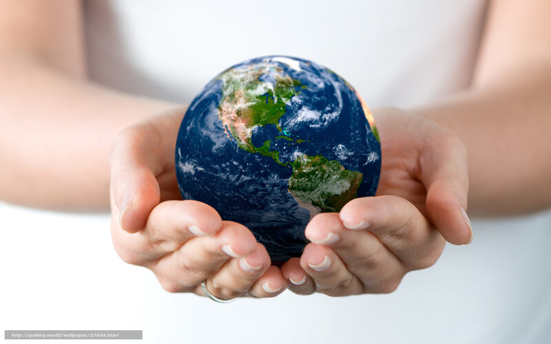 Hands Holding Globe — Blue, Calm, Photograph