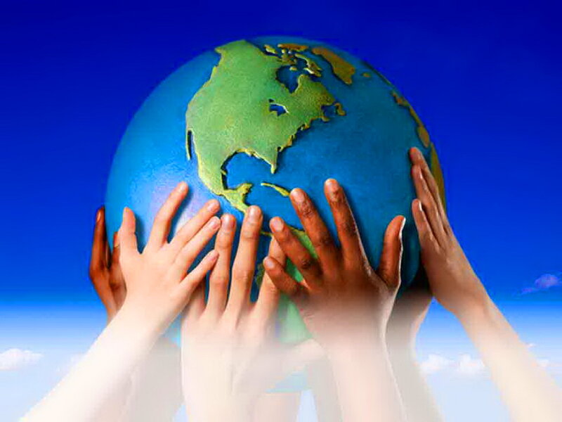 Hands Holding Globe — Blue, Hopeful, 3d Render