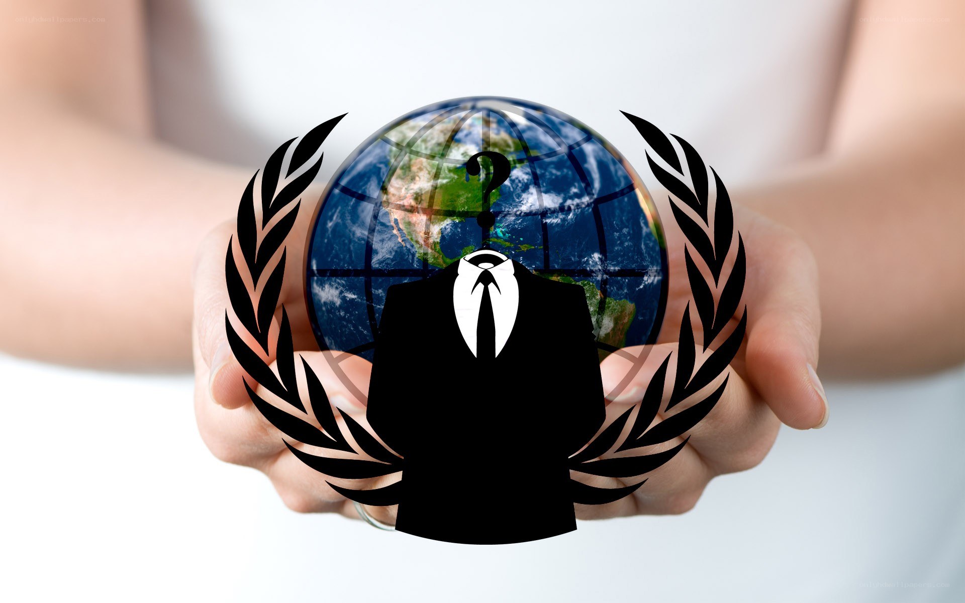 hands holding globe with anonymous figure
