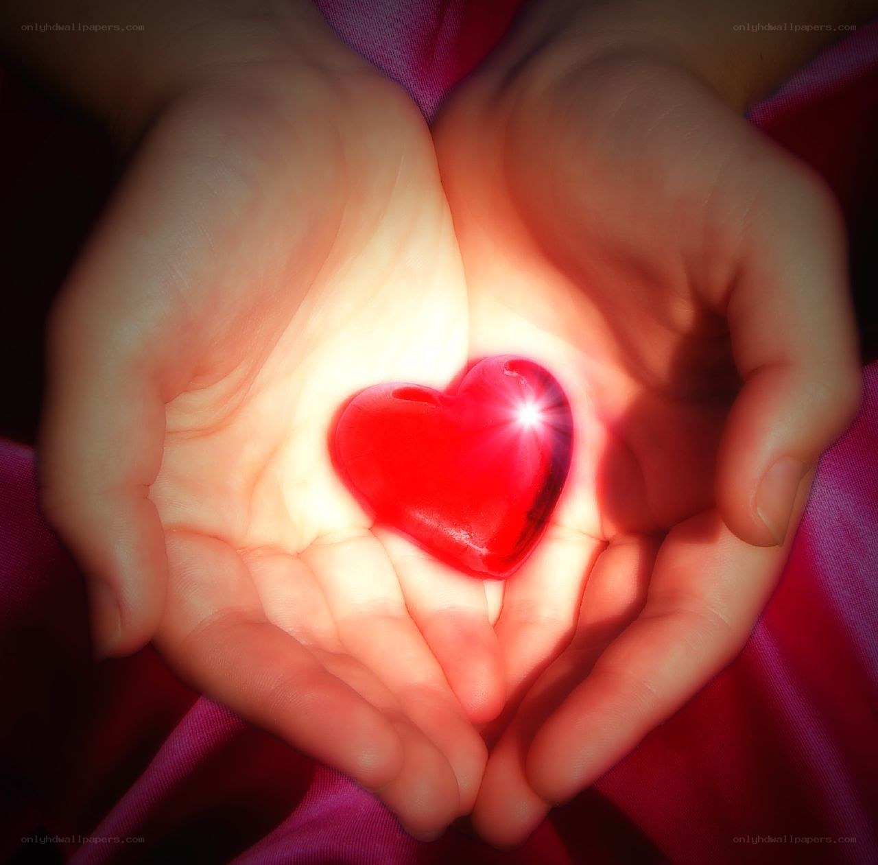 hands holding glowing heart