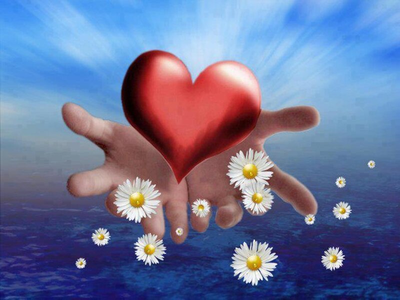 Hands Holding Heart — Blue