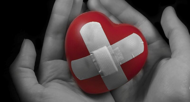 Hands Holding Heart — Red, Dramatic, Photograph