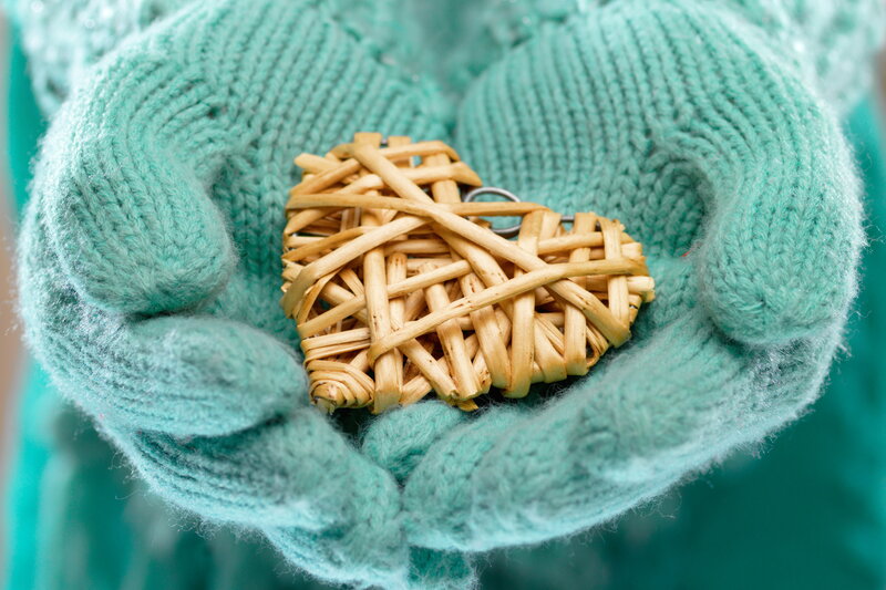 Hands Holding Heart — Teal, Calm, Photograph