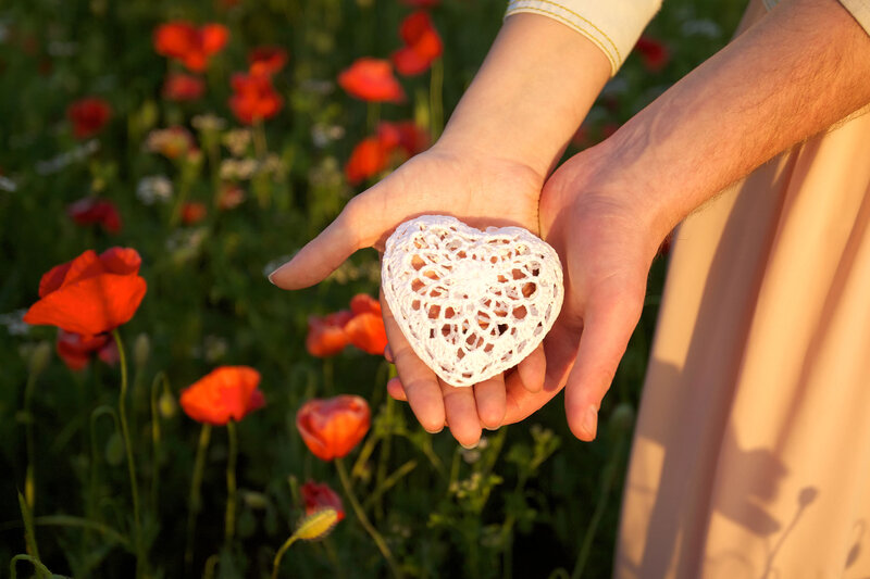 Hands Holding Heart — White