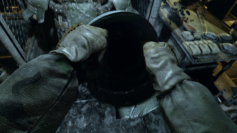 hands holding helmet in game