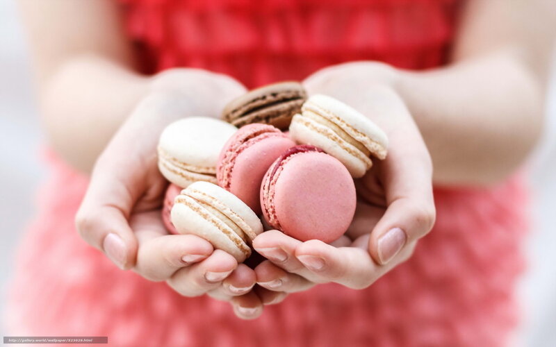 hands holding macarons