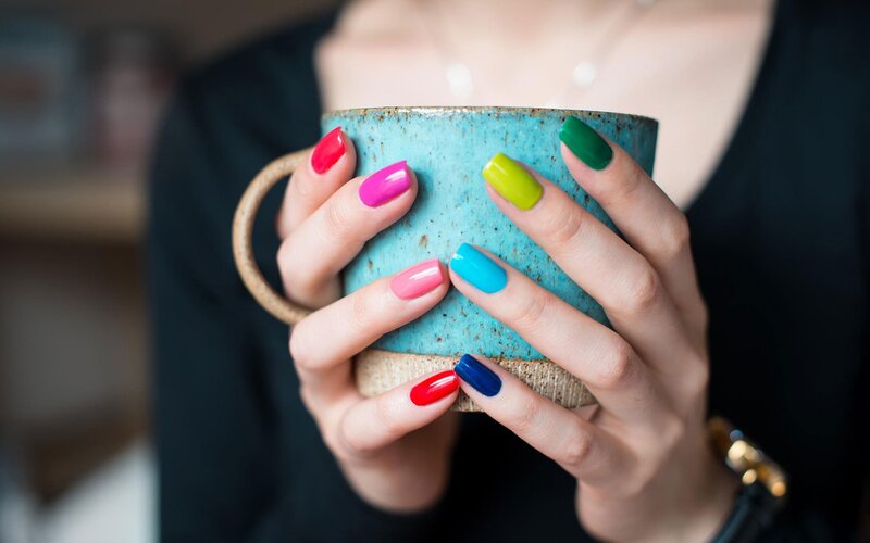 Hands Holding Mug — Blue