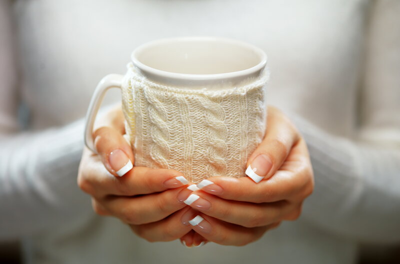 Hands Holding Mug — White, Calm