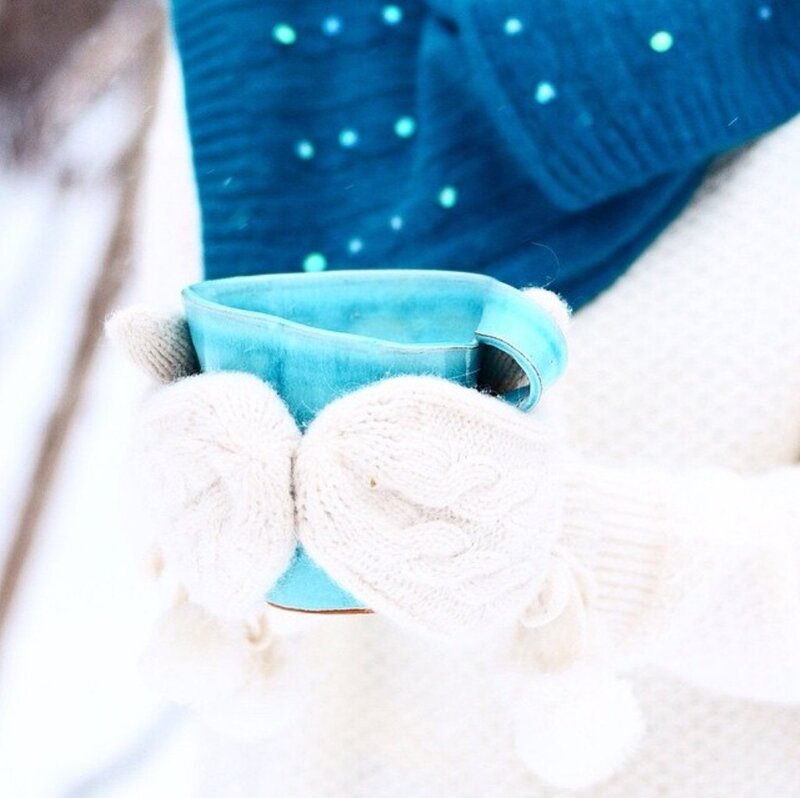 Hands Holding Mug — White, Cozy, Winter