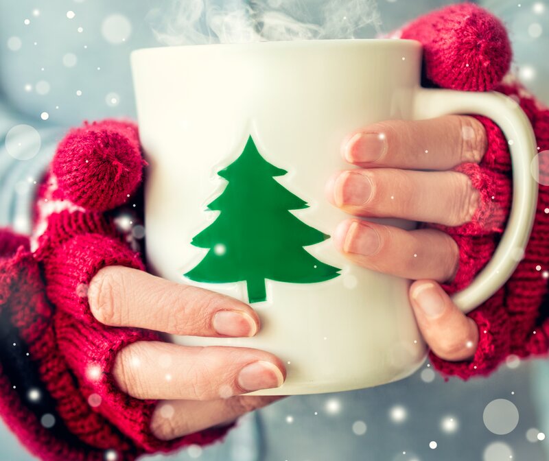 Hands Holding Mug — White