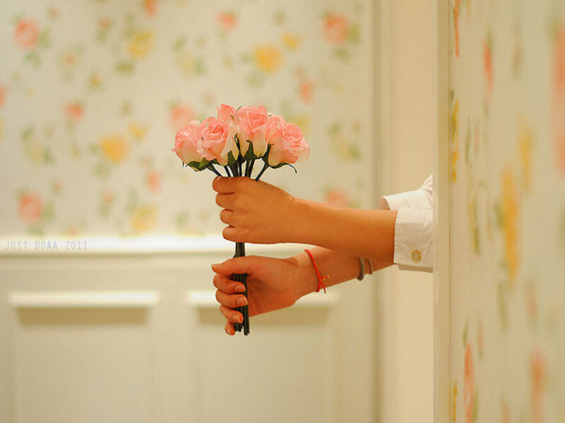 Hands Holding Pink Roses — Calm